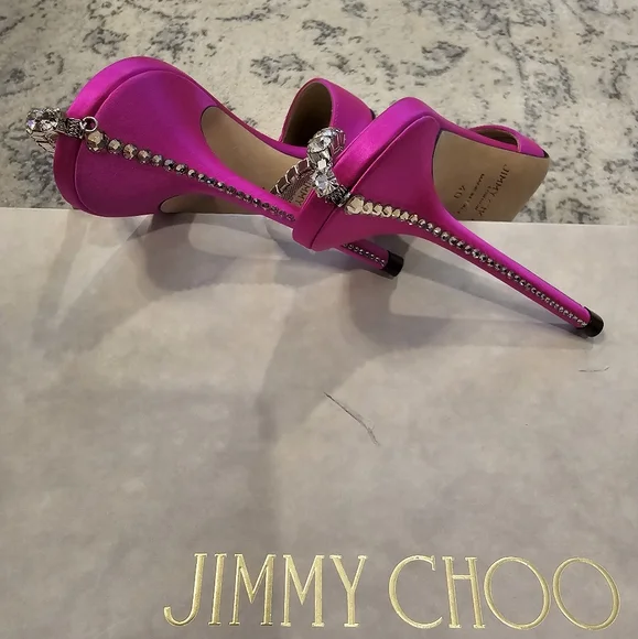 NEW JIMMY CHOO Women's Pink Saeda 100 Heels in size 40 - Picture 4 of 8